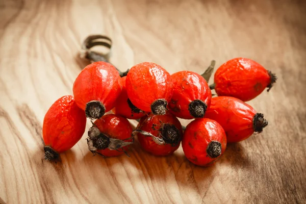 Hawthorn on wooden rustic table — Stock Photo, Image