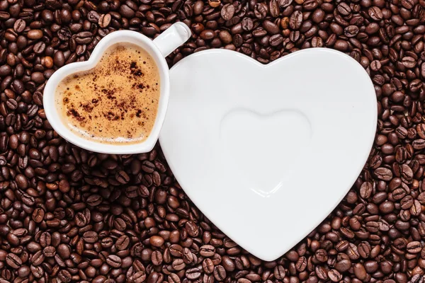 White coffee cup heart shaped — Stock Photo, Image