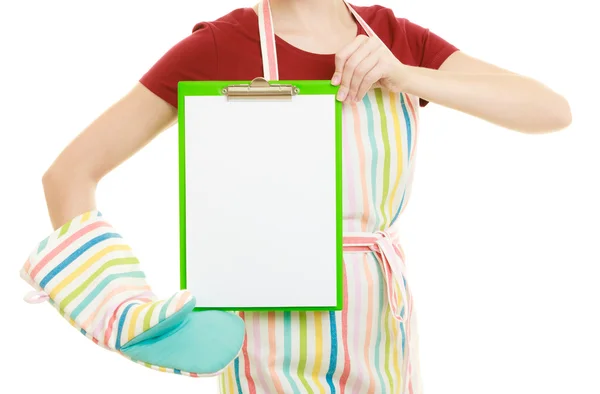 Housewife holding clipboard — Stock Photo, Image