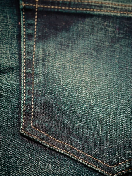 Closeup detail of blue denim pocket — Stock Photo, Image