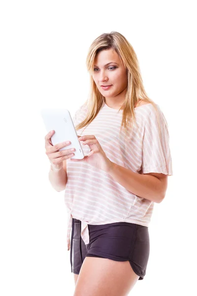Young woman holding tablet — Stock Photo, Image