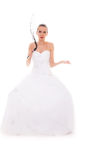 Bride holding  flogging whip — Stock Photo, Image