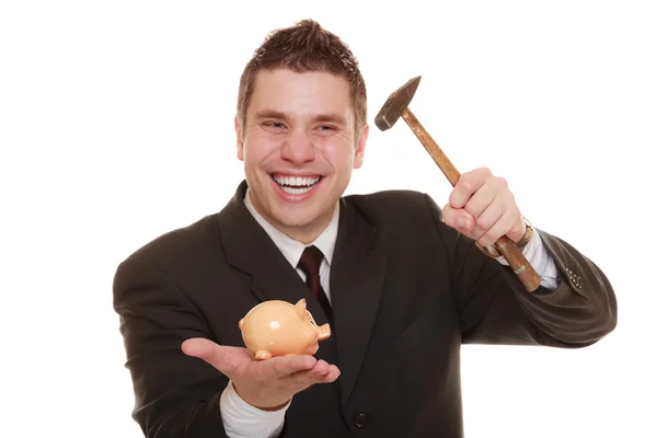 Business is about to smash piggy bank — Stock Photo, Image