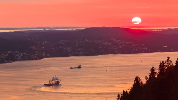 Paesaggio scenario tramonto, Norvegia fiordo — Foto Stock