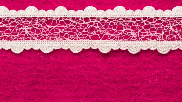 Vintage white lace over pink background — Stock Photo, Image