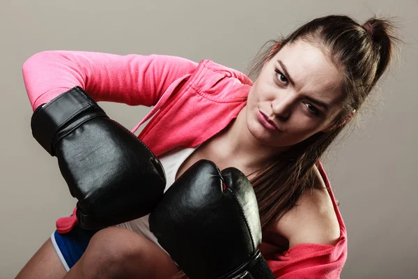 Žena, školení. Box. — Stock fotografie