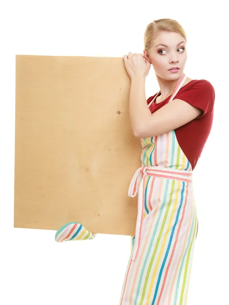 Housewife holding  board — Stock Photo, Image