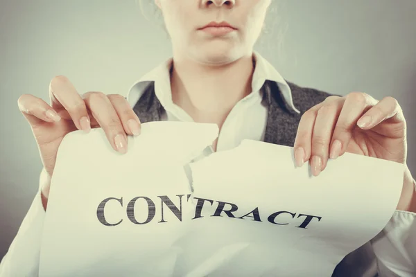 Woman showing crumpled contract — Stock Photo, Image