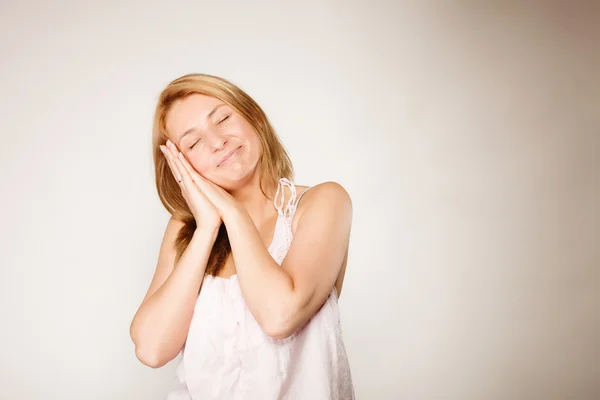 Sleepy woman with no makeup — Stock Photo, Image