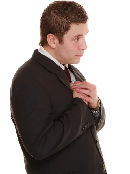 Desperate man asking forgiveness beseeching help — Stock Photo, Image