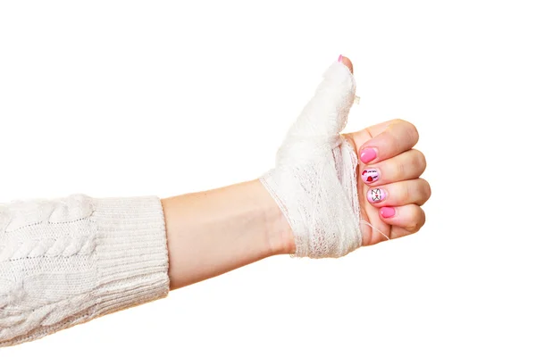 Hand tied elastic bandage on a white background — Stock Photo, Image