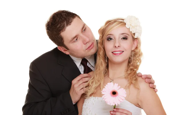 Día de la boda. Retrato feliz pareja novia y novio —  Fotos de Stock