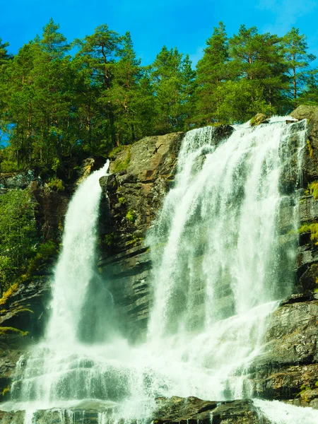 Mountain Tvindefossen waterfall — Stock Photo, Image