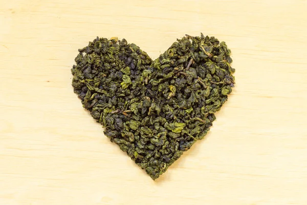 Té verde en forma de corazón — Foto de Stock