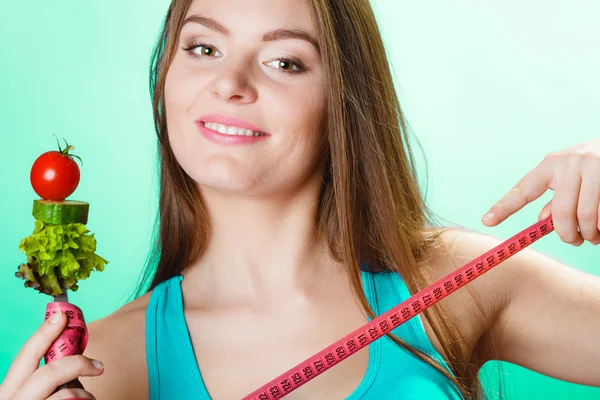 Woman holding fork — Stock Photo, Image