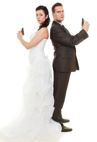Just married in argue. — Stock Photo, Image