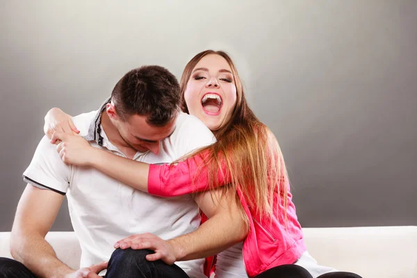 Wife hugging husband. — Stock Photo, Image