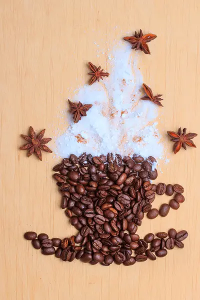 Koffiebeker gemaakt van geroosterde bonen — Stockfoto