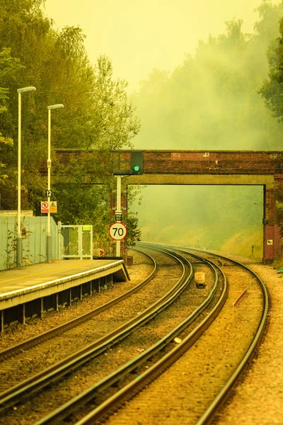 Estrada ferroviária, vias férreas . — Fotografia de Stock