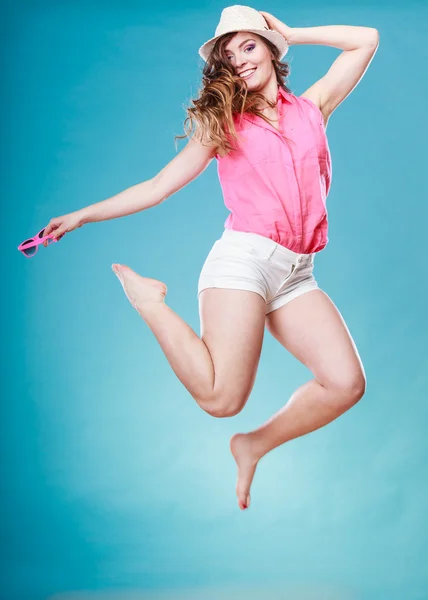 Girl   having fun jumping — Stock Photo, Image
