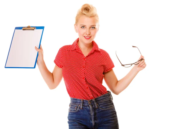 Woman holding glasses — Stock Photo, Image