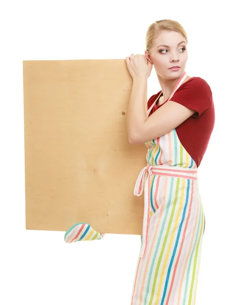 Girl holding wooden board — Stock Photo, Image