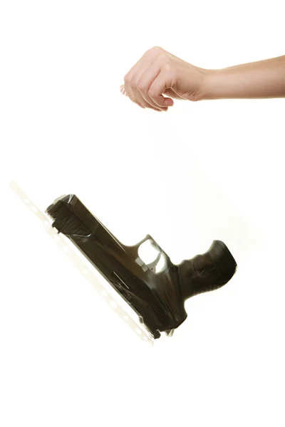 Anwältin mit Pistolentasche markierte Beweise für Verbrechen. — Stockfoto