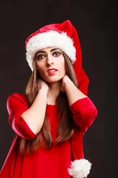 サンタクロースの帽子をかぶった女性 — ストック写真