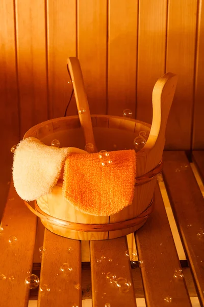 Sauna Innenausstattung und Zubehör — Stockfoto