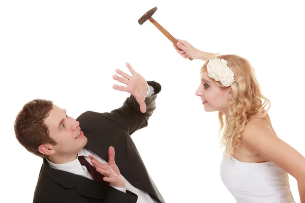 Wedding couple having argument — Stock Photo, Image