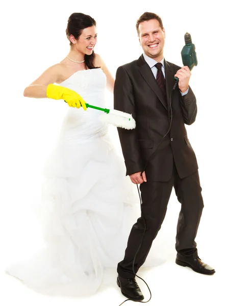 家务劳动概念和已婚夫妇. — 图库照片