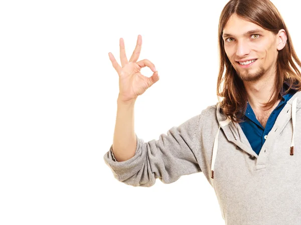 Man showing ok fine alright gesture. — Stock Photo, Image