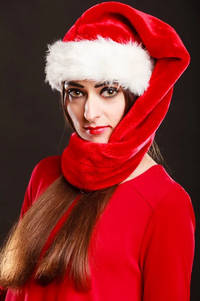 Donna con cappello da Babbo Natale — Foto Stock