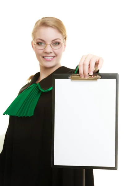 Woman lawyer holding clipboard — Stock Photo, Image