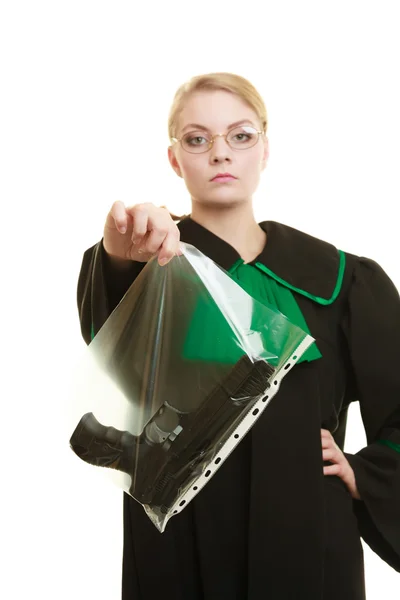 Woman lawyer with gun — Stock Photo, Image