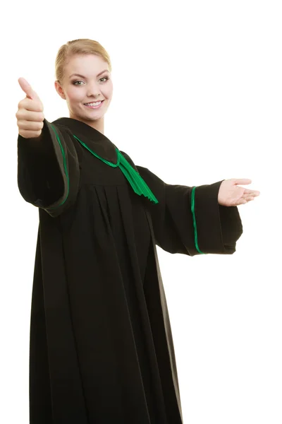 Woman lawyer making welcome inviting gesture — Stock Photo, Image