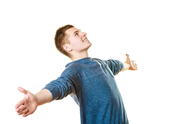 Young man  with arms raised — Stock Photo, Image