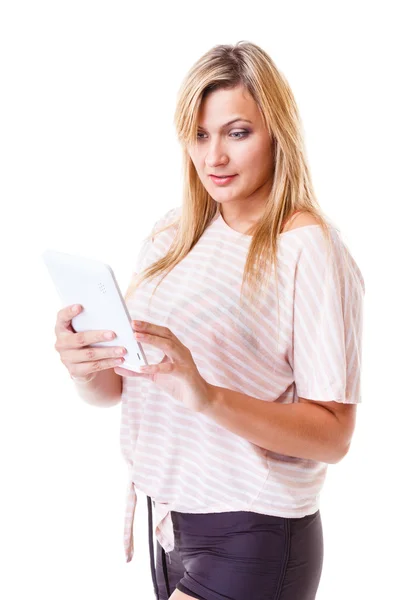 Woman holding tablet — Stock Photo, Image