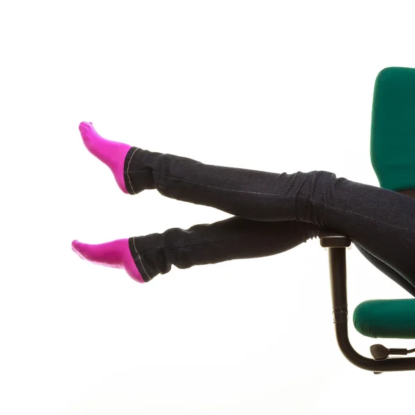 Girl relaxing on wheel chair — Stock Photo, Image