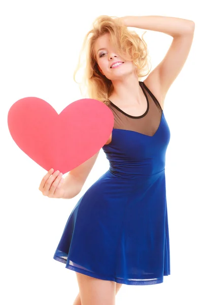 Woman holding  big red heart — Stock Photo, Image