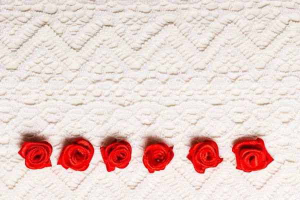 Red decorative satin  flowers — Stock Photo, Image