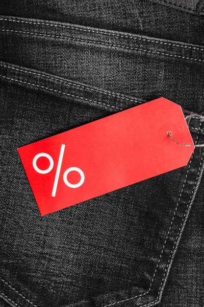 red label with percent sign