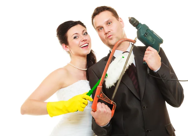 Domácí práce koncept a manželský pár. — Stock fotografie