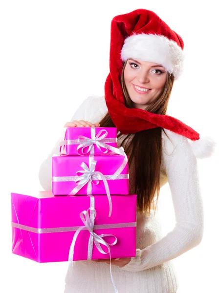 Woman holding presents — Stock Photo, Image