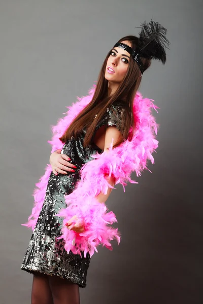 Female in sequin dress posing — Stock Photo, Image