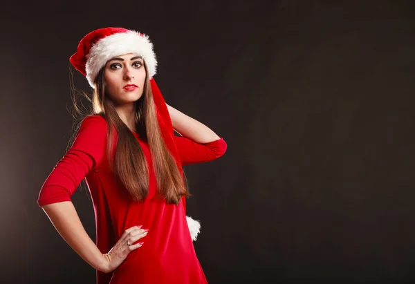 Donna con cappello di Babbo Natale — Foto Stock