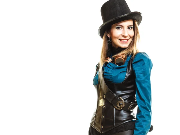 Woman in black hat posing — Stock Photo, Image