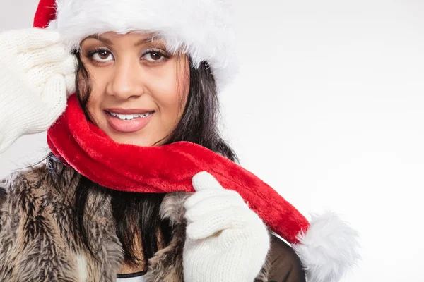 Woman  wearing santa helper hat — Stock Photo, Image