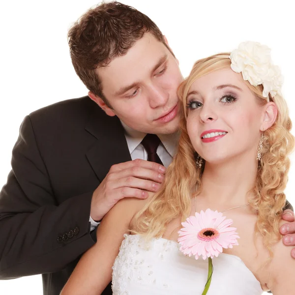Hochzeitstag. Porträt glückliches Paar Braut und Bräutigam — Stockfoto