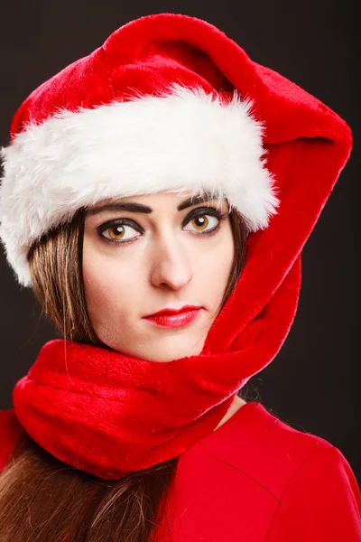 Woman wearing santa helper hat portrait — Stock Photo, Image